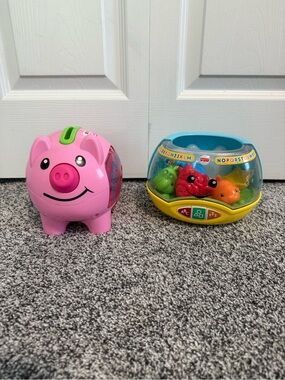 Fisher-Peice Piggy Bank & Fish Bowl - Interactive Counting Toy Bundle
